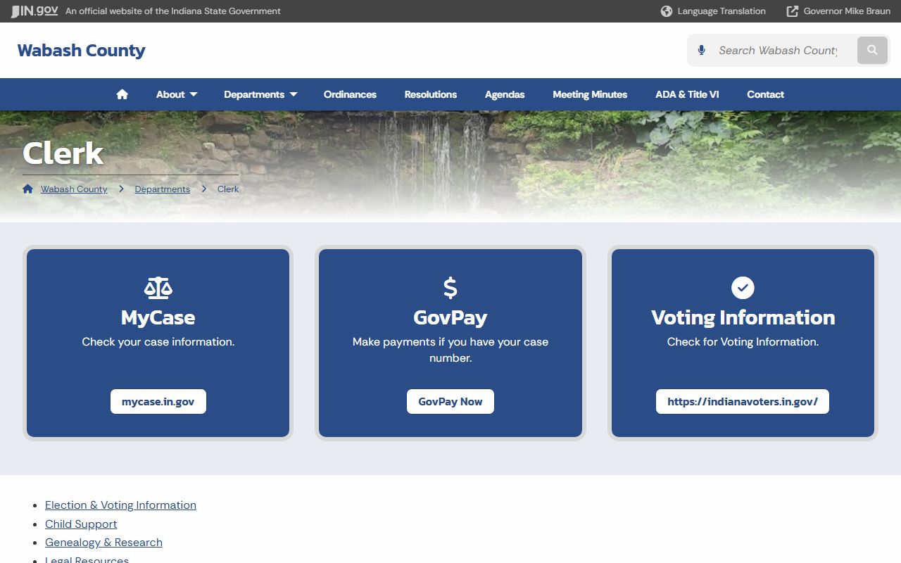 Wabash County Clerk of the Circuit and Superior Courts office page