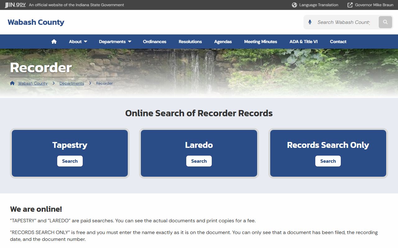 Wabash County Clerk court records compared with Recorder public records