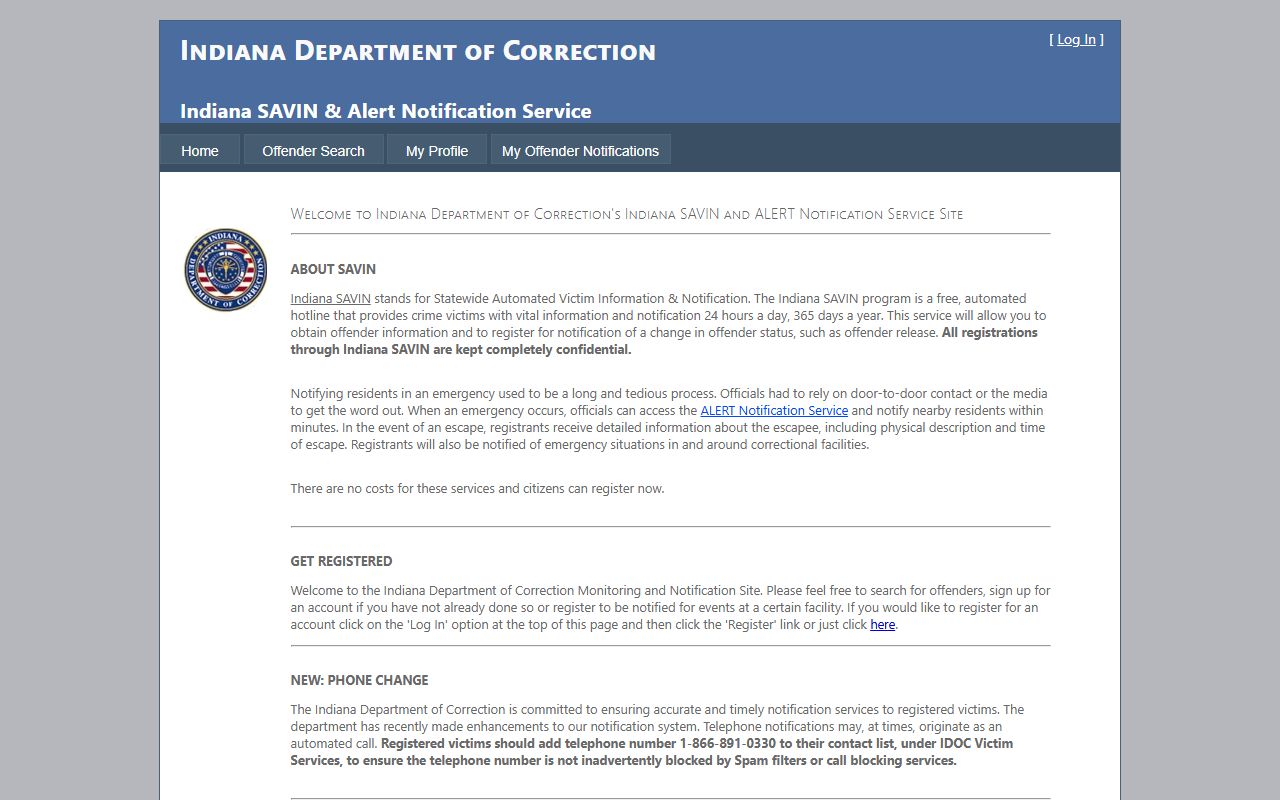 Wabash County arrest records Indiana SAVIN notification information