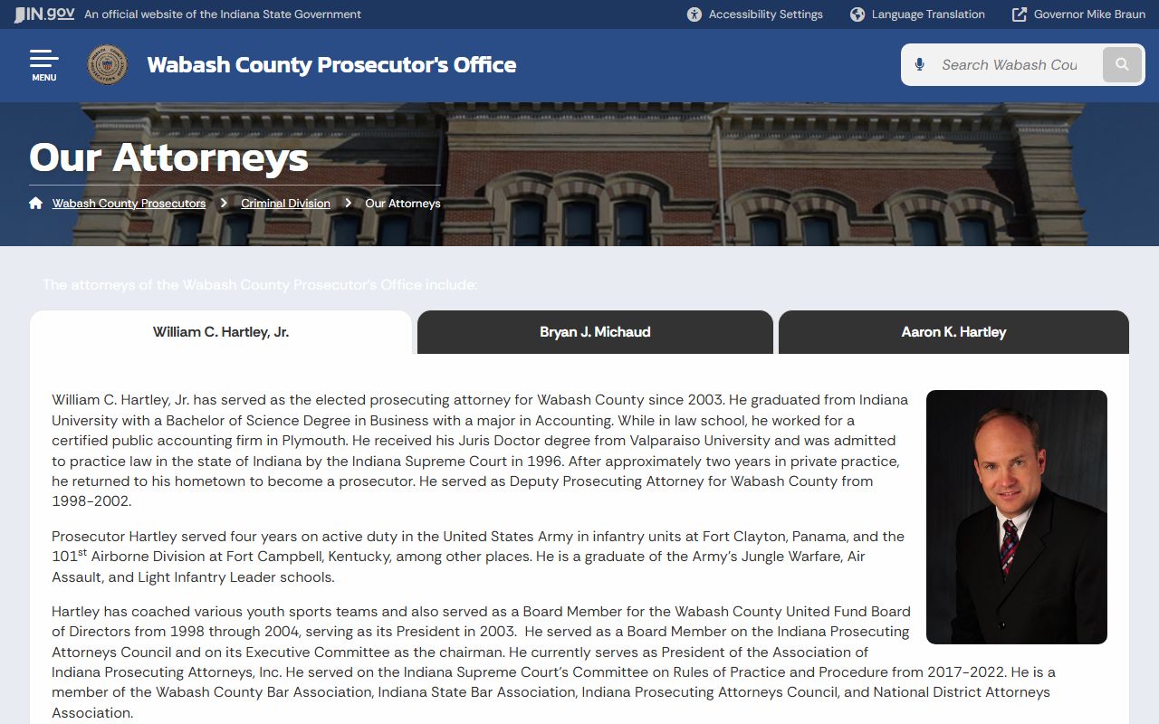 Wabash County criminal court records prosecutor attorneys