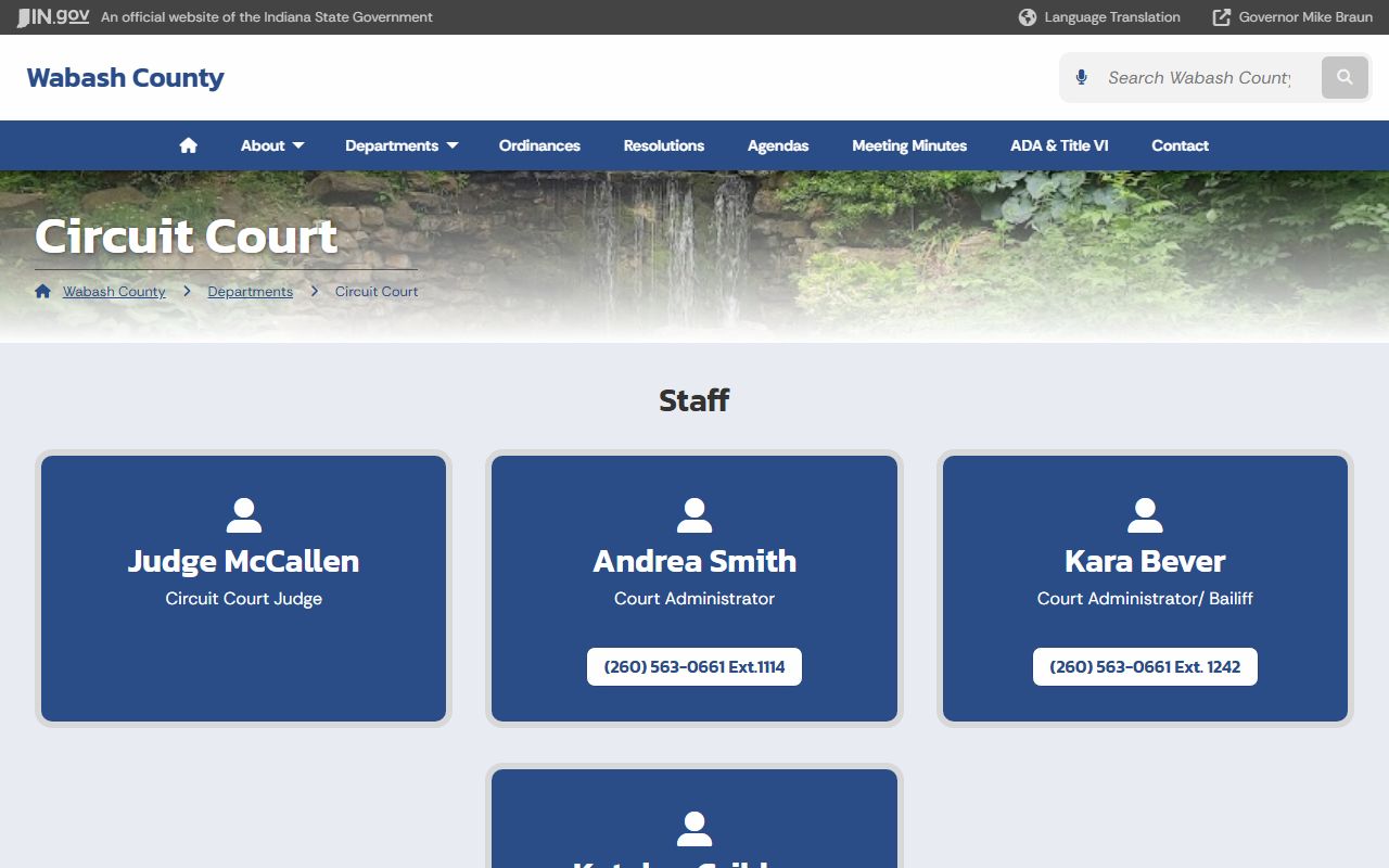 Wabash County Circuit and Superior Courts Circuit Court page