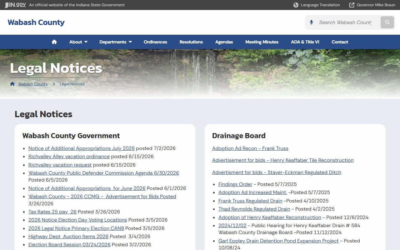 Wabash County court records legal notices page