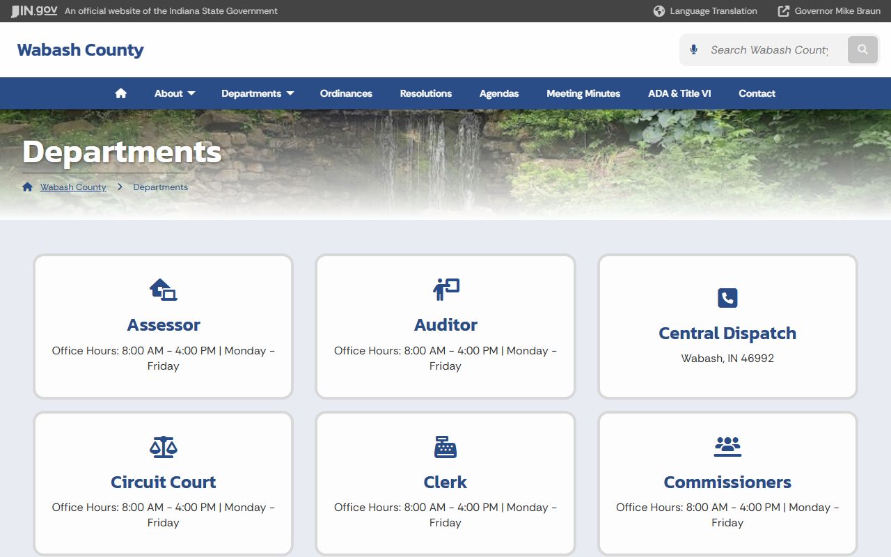 Wabash County court records departments directory