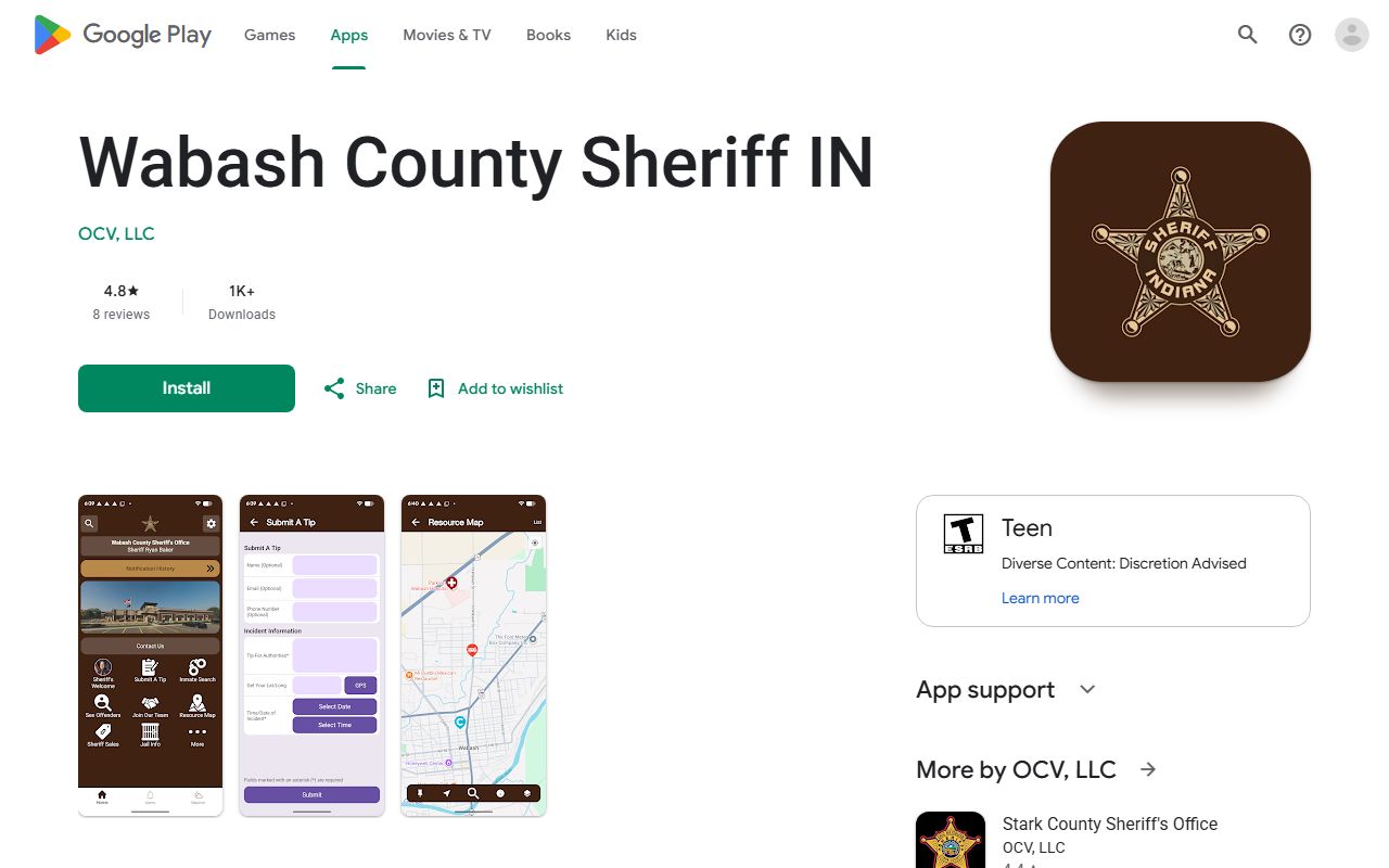 Wabash County inmate records sheriff Google Play app listing